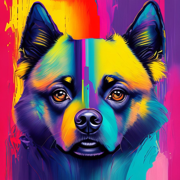 Uma pintura colorida de um lindo cachorro schipperke