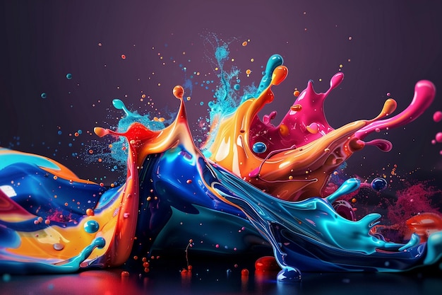 uma pintura colorida de um salpico colorido de tinta com a palavra citação azul sobre ele