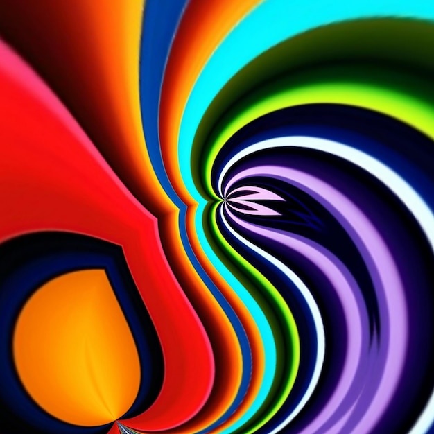 Uma pintura colorida de uma espiral com a palavra "on it"