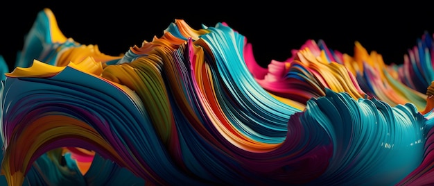 Uma pintura colorida de uma onda com a palavra arte nela