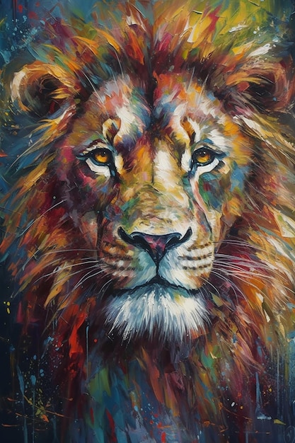 Uma pintura da cabeça de um leão