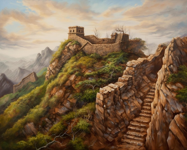 Uma pintura da grande muralha da china