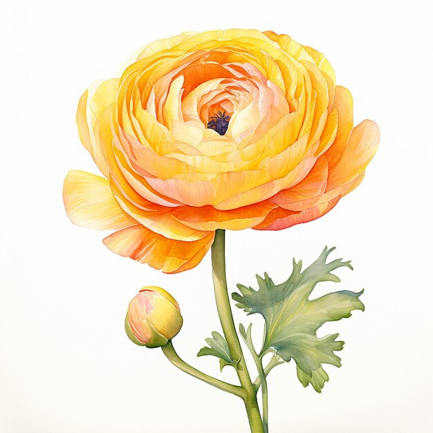 Foto uma pintura de aquarela de flores de ranunculus