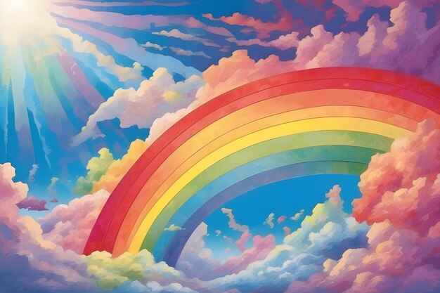 uma pintura de arco-íris com as palavras arco-íris na parte inferior