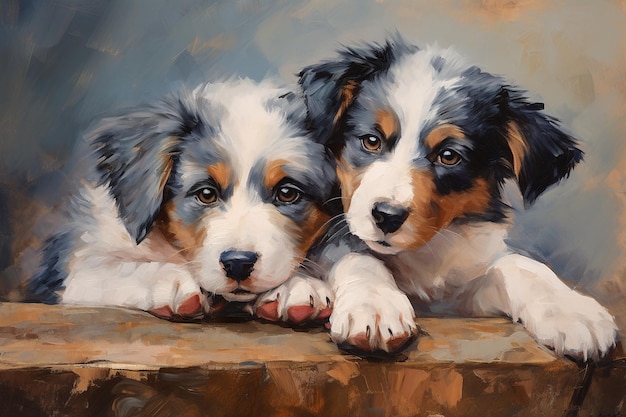 uma pintura de cachorros por pessoa