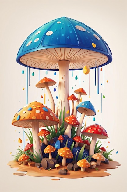uma pintura de cogumelos em um jardim por pessoa