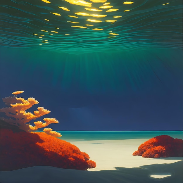 Uma pintura de corais do mar