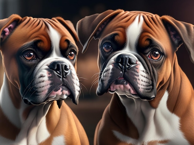 Uma pintura de dois cães boxer.