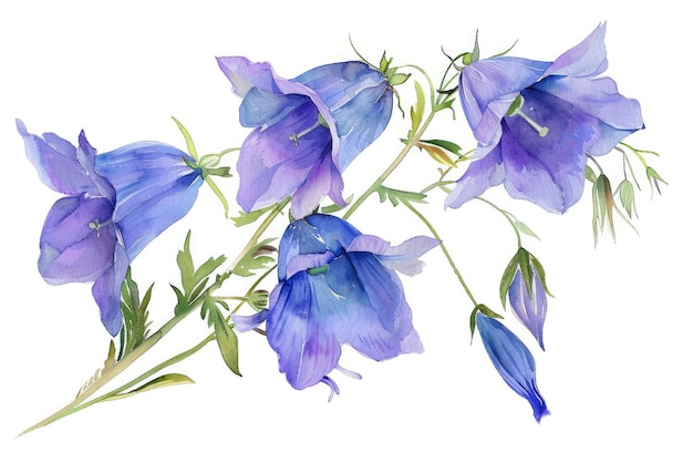 Foto uma pintura de flores azuis com o título o nome nele
