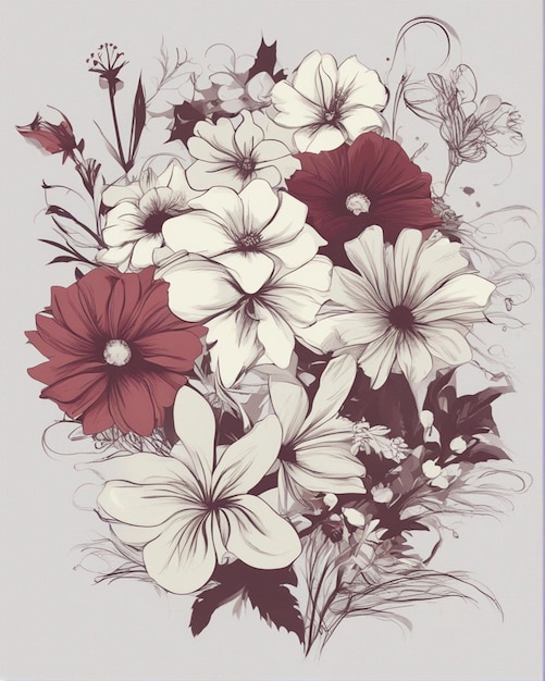 uma pintura de flores com as palavras flores nele