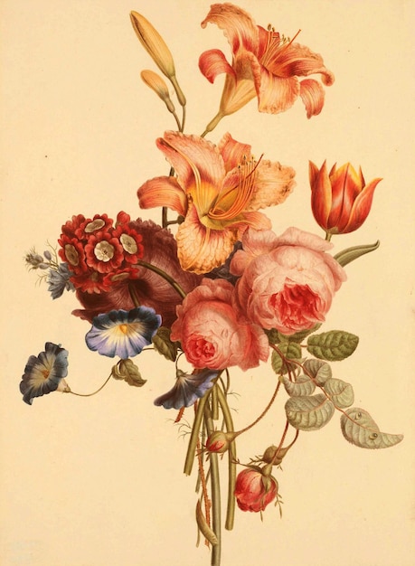uma pintura de flores com as palavras flores sobre ela