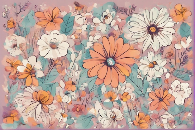 uma pintura de flores por pessoa Cute Aesthetic Wallpapers Images