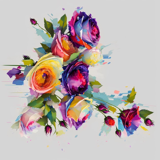 Uma pintura de flores que diz 'rosas'