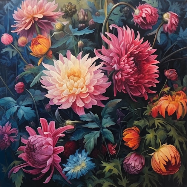 Uma pintura de flores