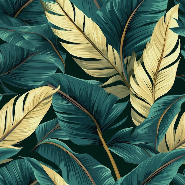 Uma pintura de folhas de palmeira e folhas da coleção.