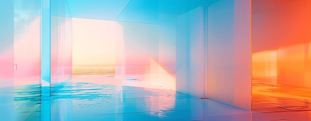 uma pintura de luz de um pôr-do-sol por pessoaAbstract gradiente geométrico fundo 3D renderização cr moderno