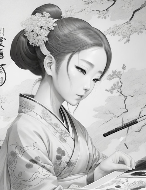 Uma pintura de menina chinesa