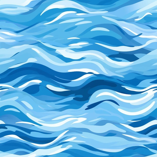 Uma pintura de ondas em azul e branco.