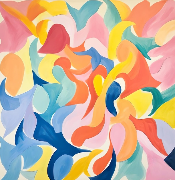 Uma pintura de padrão de formas coloridas e cores com fundo