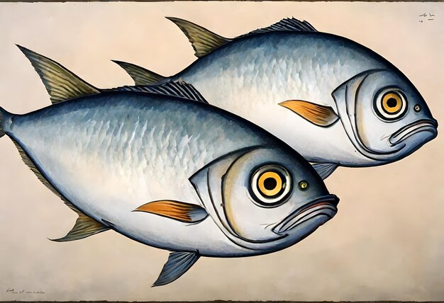 uma pintura de peixe com os olhos de um peixe