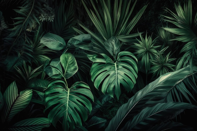 Uma pintura de plantas tropicais e folhas AI generativa