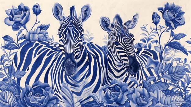 Foto uma pintura de quatro zebras no oceano