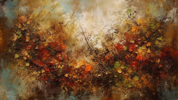 Uma pintura de um arranjo de flores com as palavras "outono" na parte inferior.