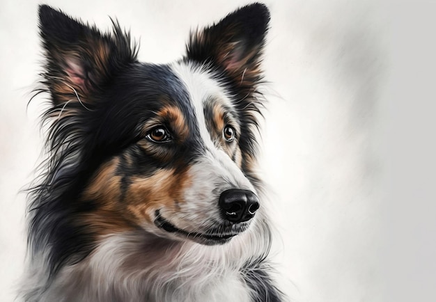 Uma pintura de um cachorro border collie.