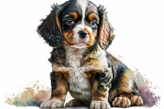 Uma pintura de um cachorro chamado cocker spaniel.