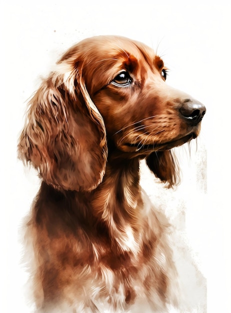 Uma pintura de um cachorro com um fundo branco