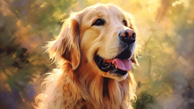 Uma pintura de um cachorro golden retriever