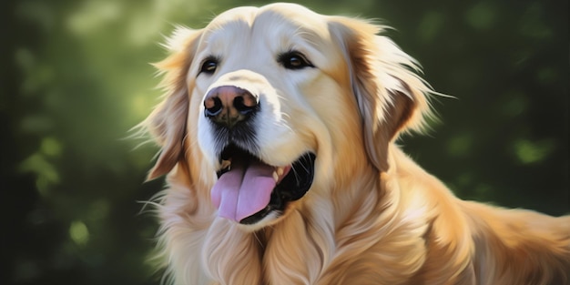 Uma pintura de um cachorro golden retriever