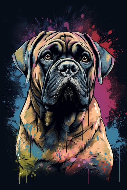 Uma pintura de um cachorro que diz 'boxer' nele