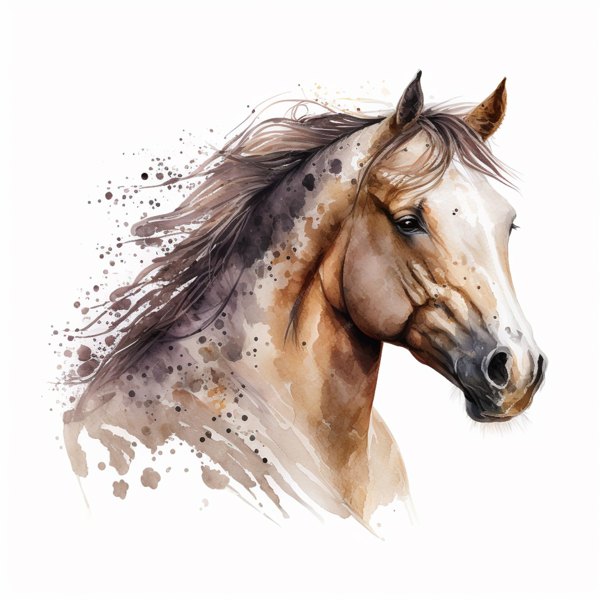 Cavalo Com Crina Branca Desenho Arte Quadro Canvas 60x40cm