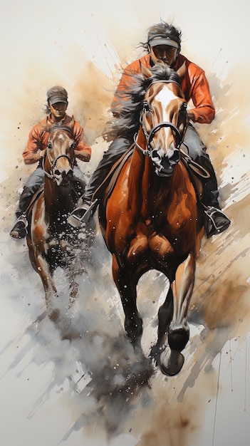 Foto uma pintura de um cavalo e cavaleiro com as palavras o cavalo nele