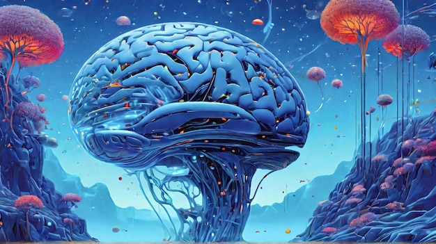 uma pintura de um cérebro com a palavra cérebro nele