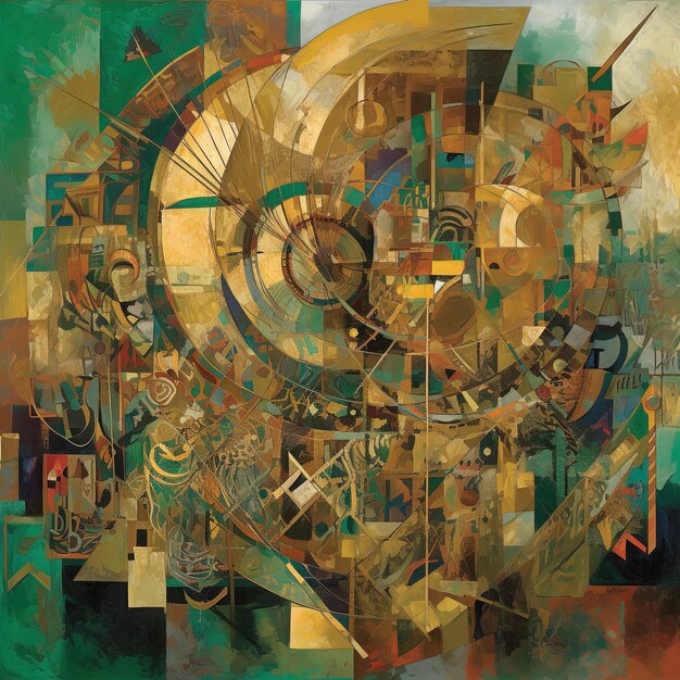 Foto uma pintura de um complexo complexo e complexo complexo com um monte de símbolos diferentes