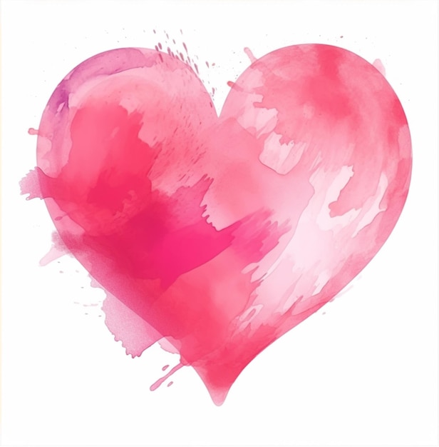 Uma pintura de um coração com um fundo rosa.