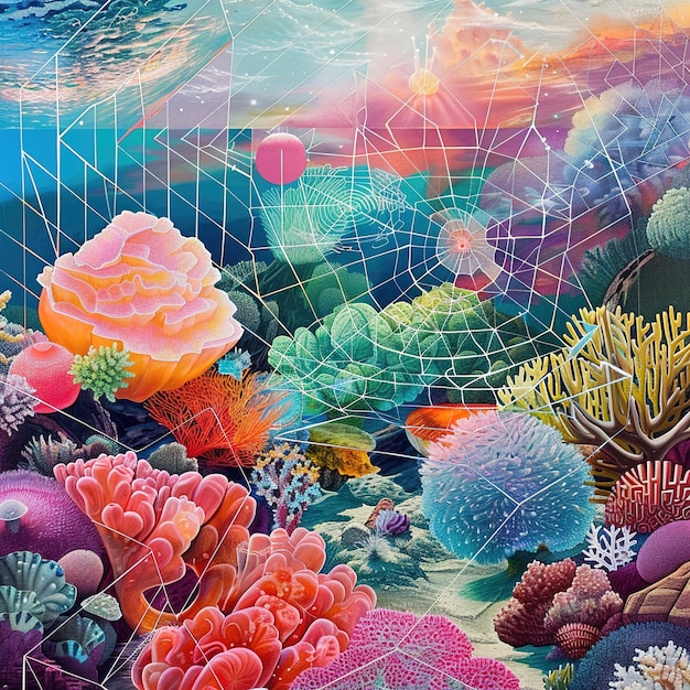 uma pintura de um coral com o número 3 nele