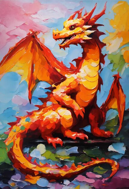 uma pintura de um dragão com a palavra dragão nele