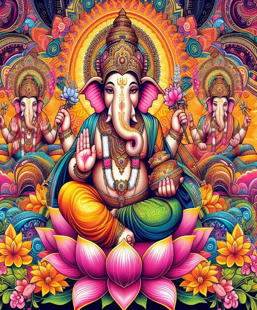 uma pintura de um elefante com as palavras deus sobre ele