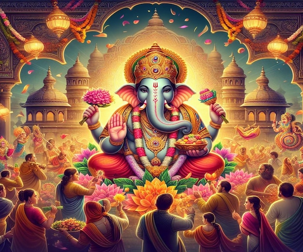 uma pintura de um elefante com as palavras deus sobre ele