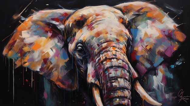 Uma pintura de um elefante com orelhas grandes