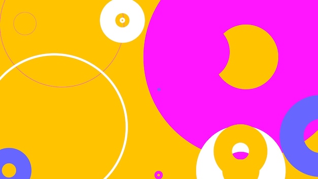 uma pintura de um fundo abstrato amarelo e rosa com círculos e círculos