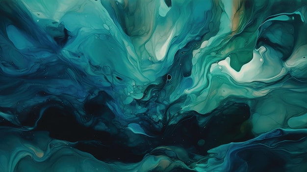 Uma pintura de um fundo abstrato azul e verde