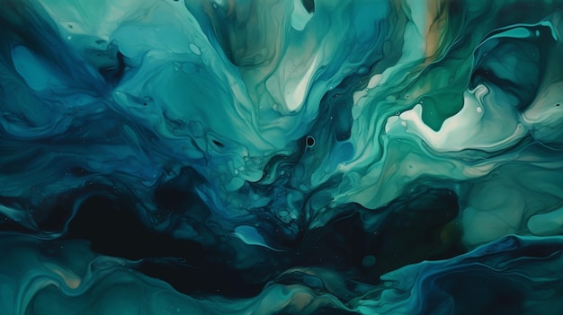 Uma pintura de um fundo abstrato azul e verde