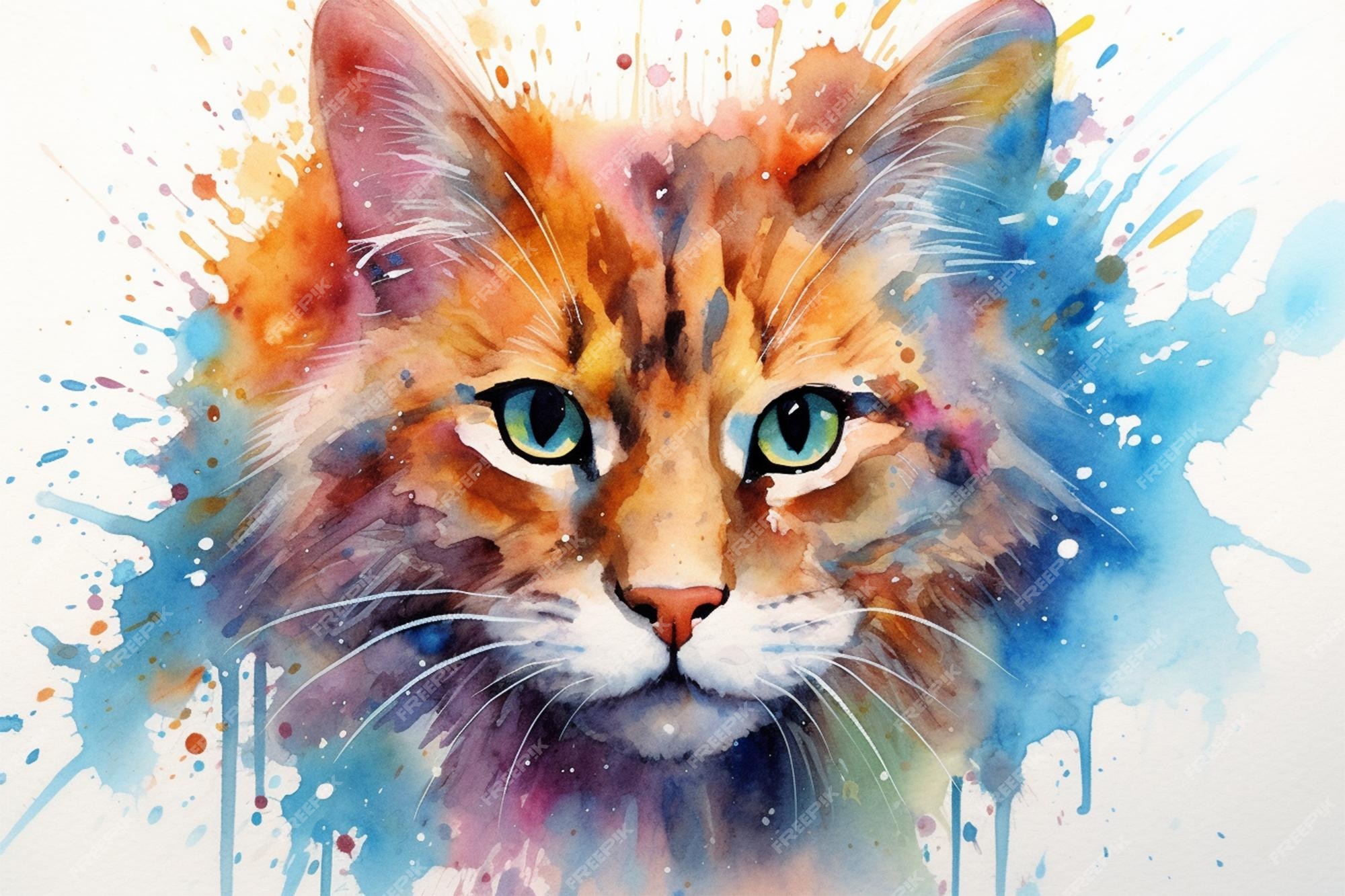 Gato cinza  Watercolor cat, Cat art, Watercolor pet portraits