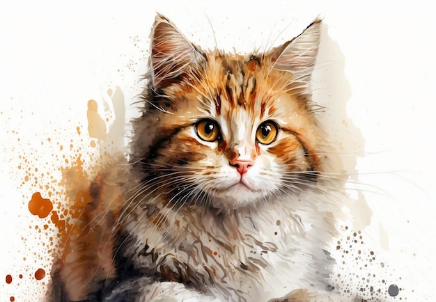Uma pintura de um gato com um olho amarelo