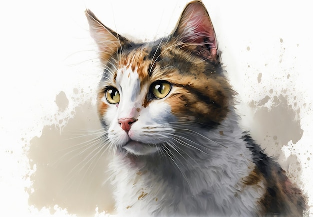 Uma pintura de um gato malhado