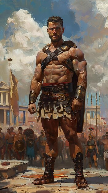 Foto uma pintura de um guerreiro com uma espada na mão